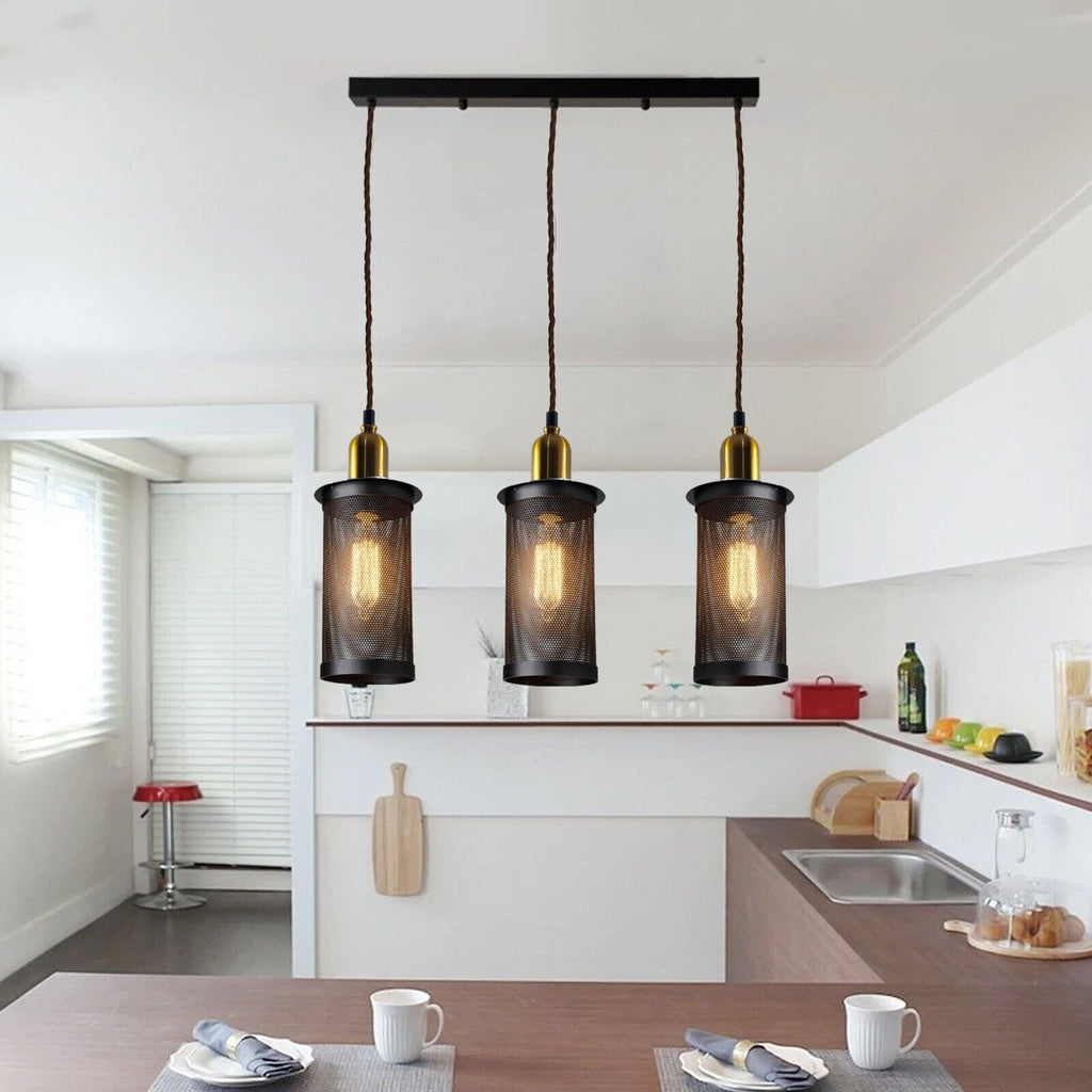 Industrial Vintage Retro Metal 3 Head Pendant Ceiling Lampshade Chandelier E27 Holder~3796