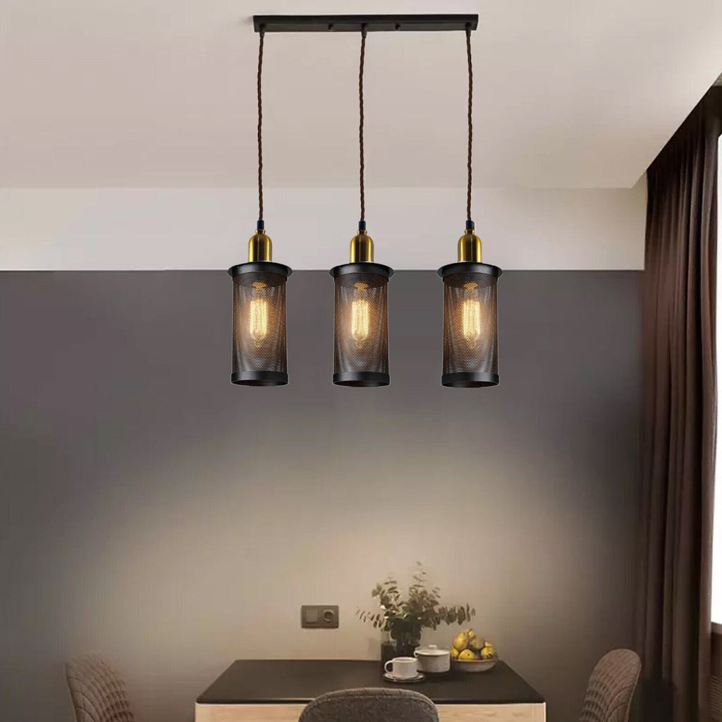 Industrial Vintage Retro Metal 3 Head Pendant Ceiling Lampshade Chandelier E27 Holder~3796