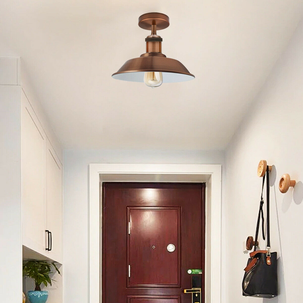 E27 Retro Semi-Flush Mount Ceiling Light – Copper Finish ~1927