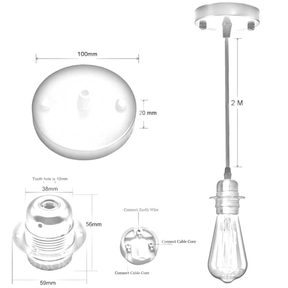 Brown Ceiling Rose Fabric Flex Hanging Pendant Light Lamp Holder FREE Bulb Fitting Lighting Kit~2334