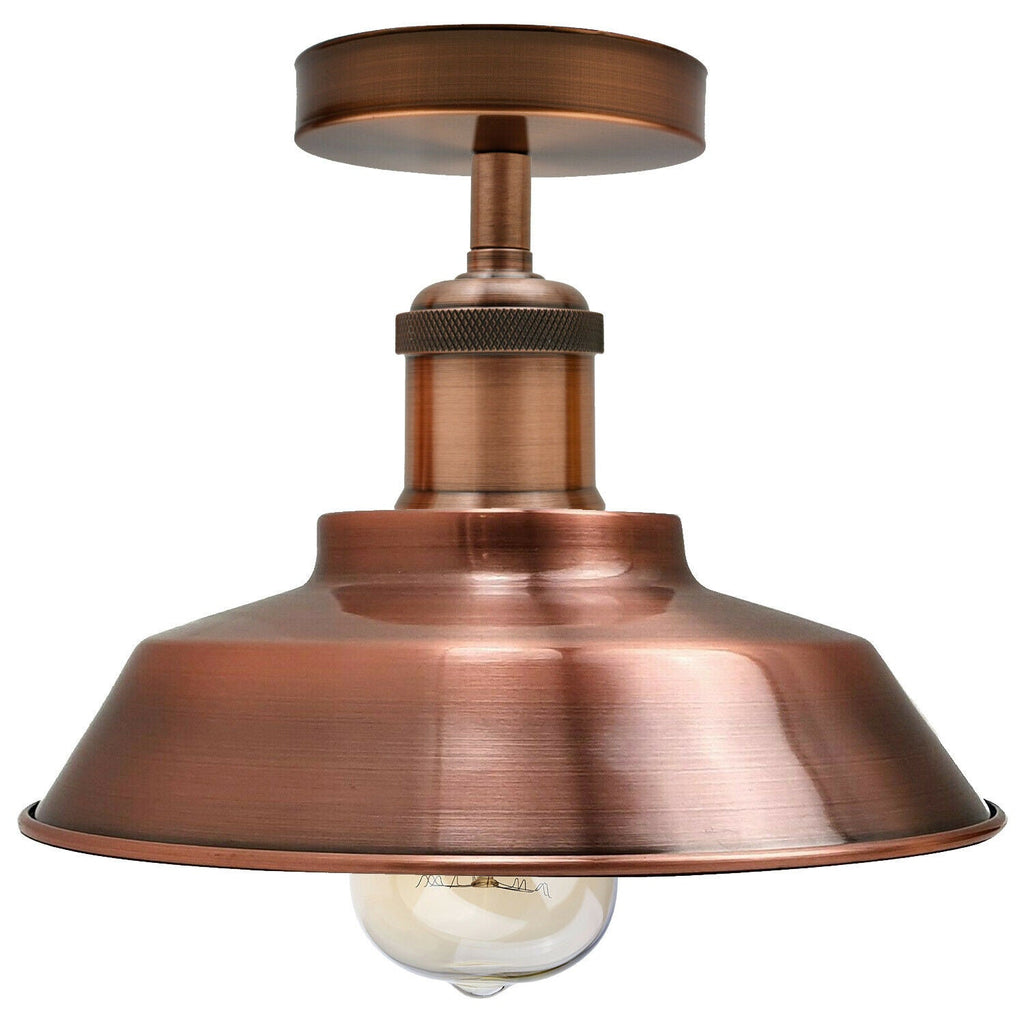 E27 Retro Semi-Flush Mount Ceiling Light – Copper Finish ~1927