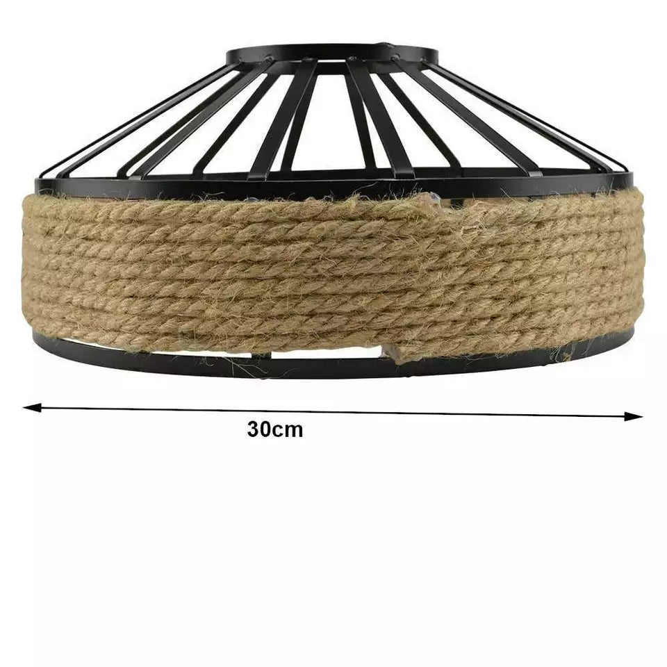 Rattan-Style Boho Hemp Lampshades ~5941