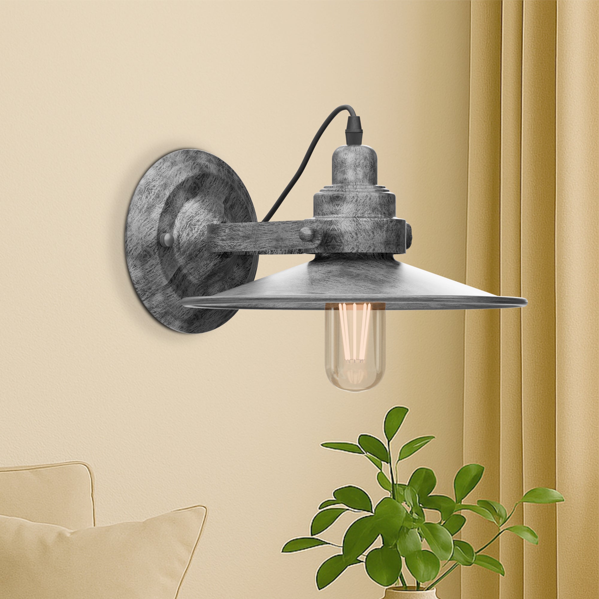 Wall Mounted Adjustable Swing Arm Sconce Light Fixture Flat Shade Lamp~6053