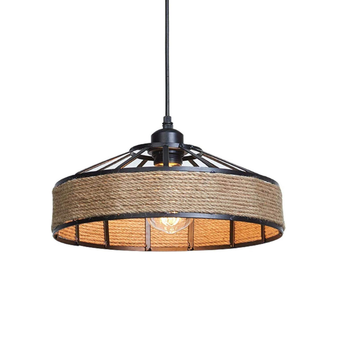 Rattan-Style Boho Hemp Lampshades ~5941