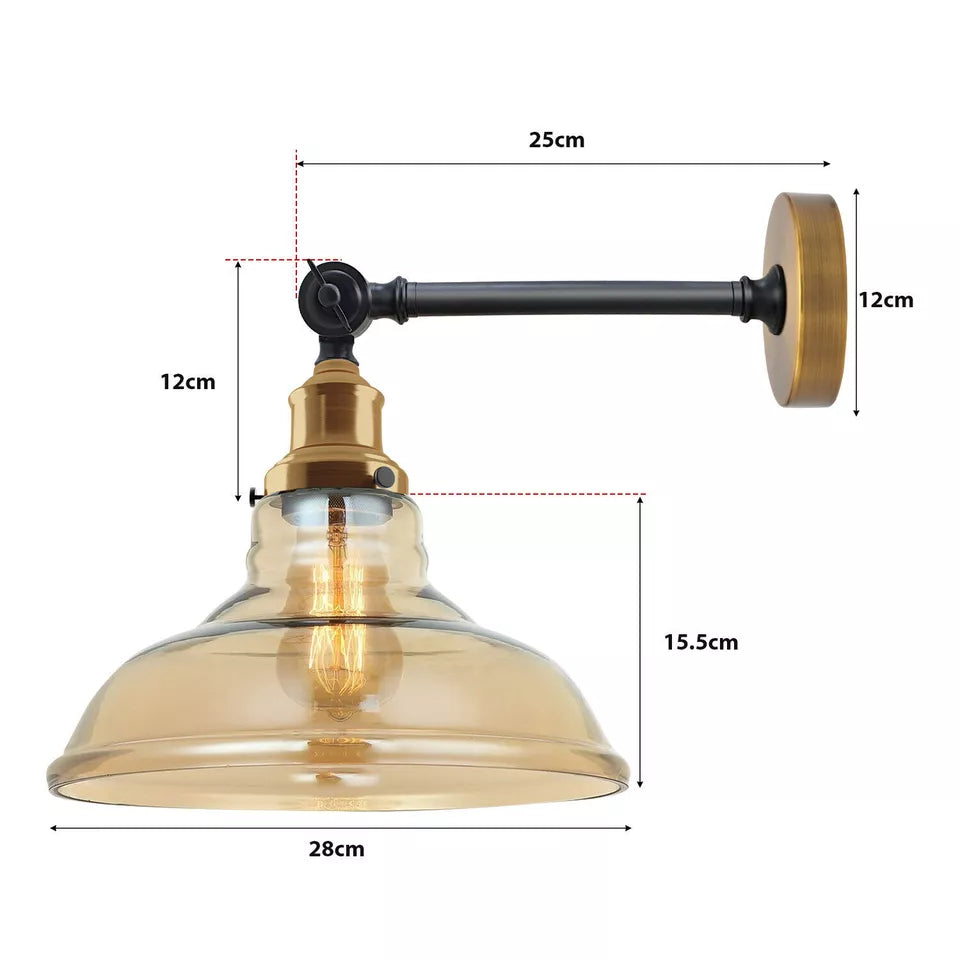Amber Glass Shade Modern Wall Light~2696